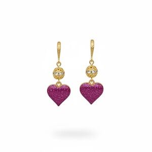 Chic Gold and Pink Heart Earrings